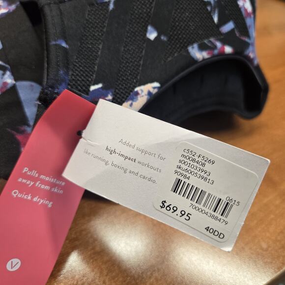 Livi Max Support Underwire Bra sz 40DD Black Blue Geo Print High Impact NEW - Picture 5 of 9